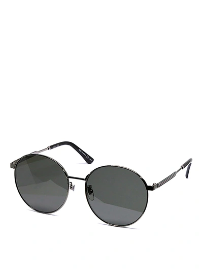 Gucci Round Shaped Metal Sunglasses In Black