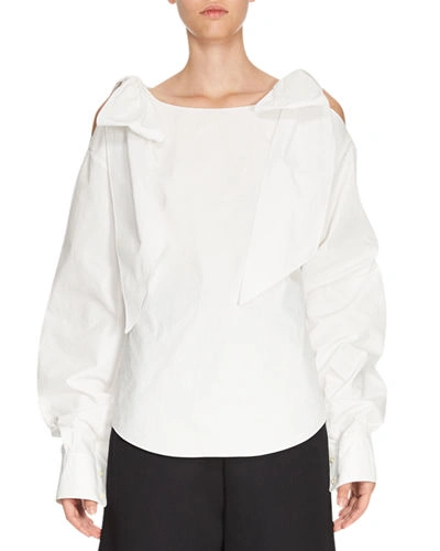 Chloé Bls/cold Shoulder Bow Detail In White