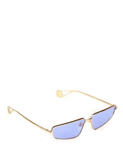 Gucci Gold-colored Sunglasses With Blue Lenses