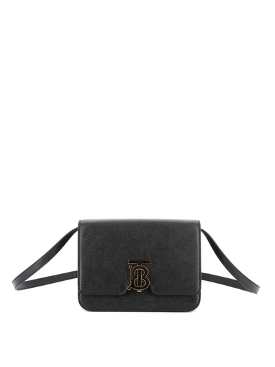 Burberry Tb Small Grainy Leather Bag In Black