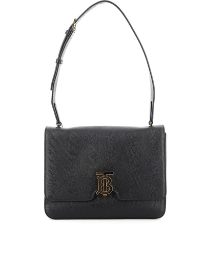 Burberry Alice Hammered Leather Bag In Black
