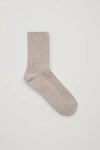 Cos Ribbed Cashmere Socks In Beige