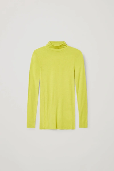 Cos Fine Turtleneck Wool Top In Yellow