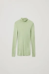 Cos Fine Roll-neck Wool Top In Green