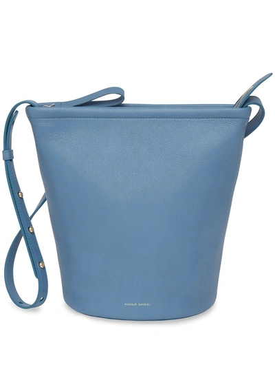 Mansur Gavriel Leather Zip Bucket Bag In Blue