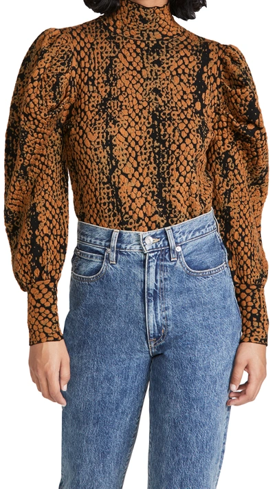 Ulla Johnson Sascha Turtleneck In Amber Python