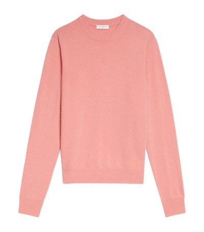 Sandro Cashmere Double-thread Crewneck Sweater In Peach Pink
