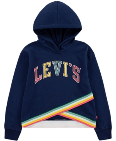 Levi's Girls' Rainbow Logo Crossover Hoodie - Big Kid In Medieval Blue