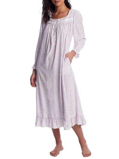 Eileen West Floral Dream Long Sleeve Ballet Nightgown In Pink Print