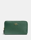 Coach Medium Zip Around Wallet - Women's In Brass/everglade