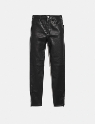 Coach Stretch Leather Pants In Black