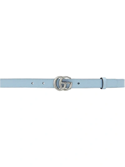 Gucci Women's Leather Belt With Double G Buckle In Blue