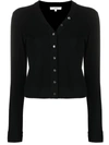 Vince Short Cashmere V-neck Cardigan In Black