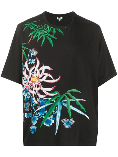 Kenzo Sea Lily Oversize Graphic T-shirt In Black