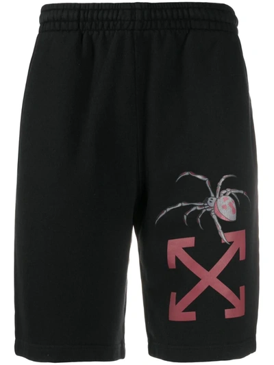 Off-white Spider Stretch-cotton Shorts In Black