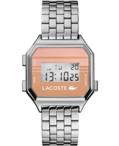 Lacoste Men's Digital Berlin Stainless Steel Bracelet Watch 34mm In Silver