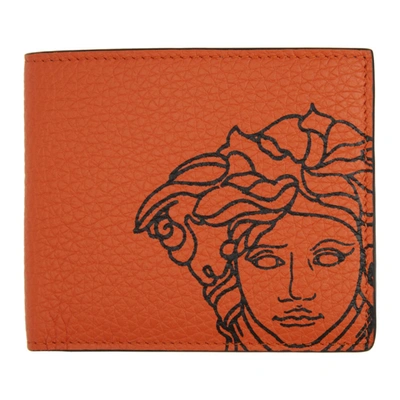 Versace Pop Medusa Bifold Wallet In K045h Orang