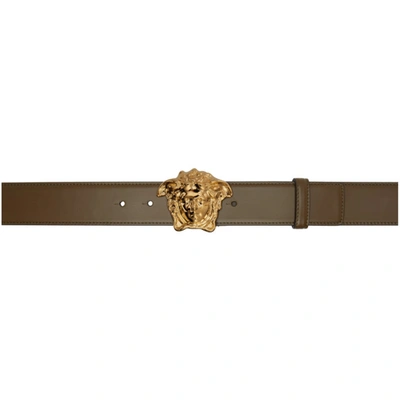 Versace Khaki Medusa Palazzo Belt In K2hoh Khaki