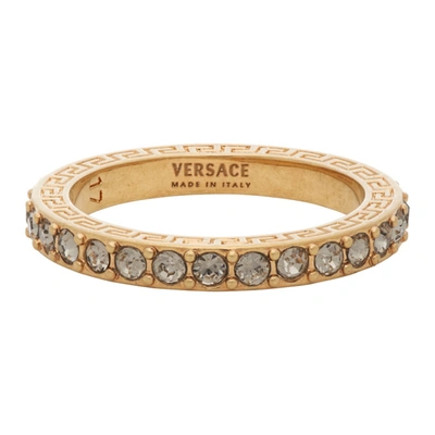 Versace Gold & Black Embedded Band Ring In K41t Gold