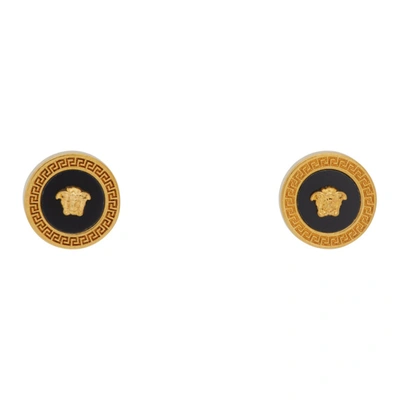 Versace Gold And Black Tribute Earrings In K41t Gold