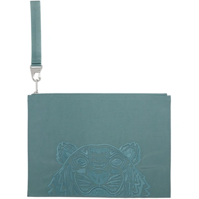 Kenzo Blue Large Kampus Canvas Pouch In 62 Glacier