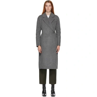 Lvir One Button Wool Handmade Coat In Grey