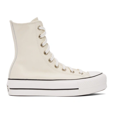 Converse Off-white Leather Chuck Lift High Sneakers In Egret/white