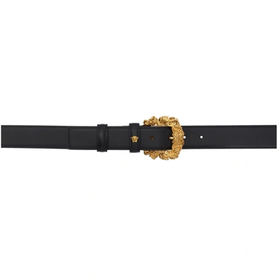 Versace Black Baroque Buckle Belt In K41ot Blk