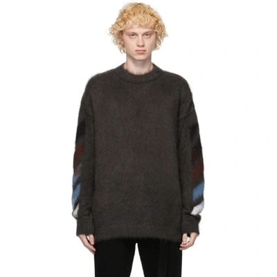 Off-white Grey Brushed Diag Sweater In 0987 Grey