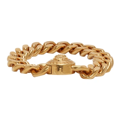 Versace Gold Large Chain Medusa Bracelet In Kot Gold