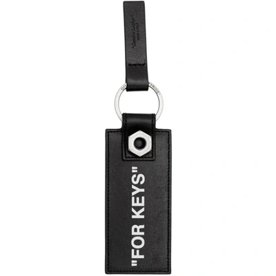 Off-white Black Quote Print Leather Keyring
