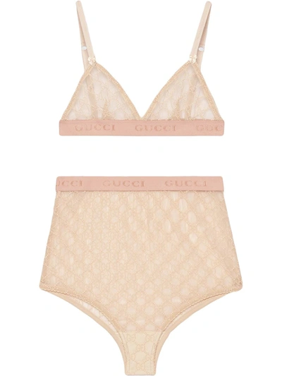 Gucci Lingerie Set In Tulle Gg In White