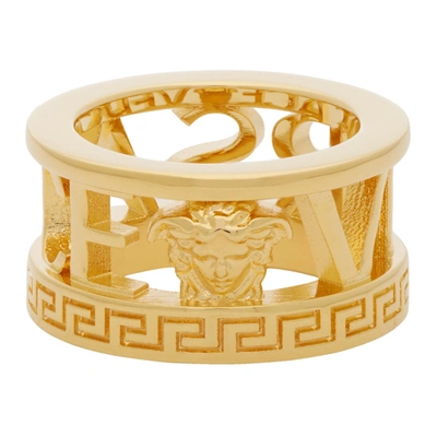 Versace Gold Cut-out Logo Ring In D00h Gold
