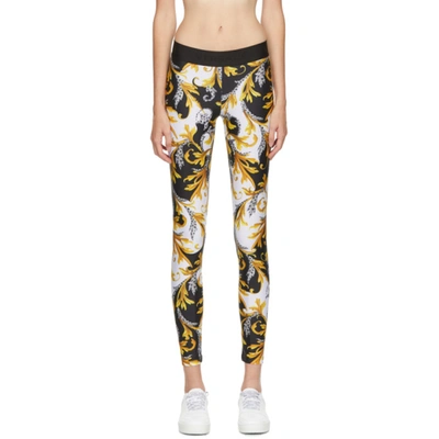 Versace Baroque Print Workout Leggings In A7027 Bianc