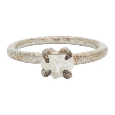 Pearls Before Swine Silver Raw Diamond Ring In 925 Sil/whi