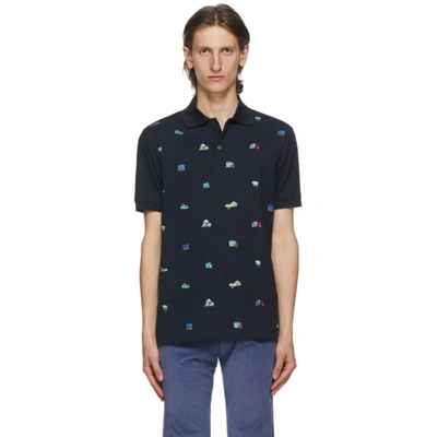 Paul Smith House-embroidered Cotton Polo Shirt In Blue