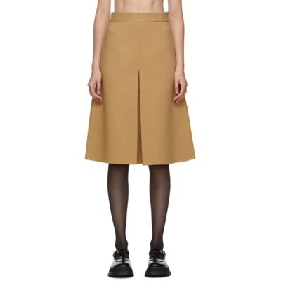 Shushu-tong Tan Single Pleat Skirt In Ca100 Camel
