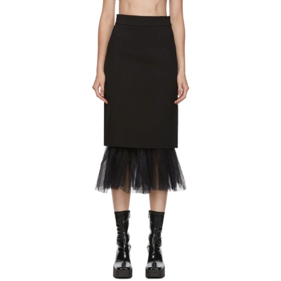 Shushu-tong Black Tulle Pencil Skirt In Ba100 Black