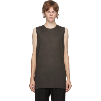 Frenckenberger Ssense Exclusive Green Cashmere Tank Top In Black/olive