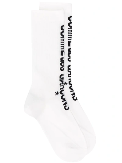 Comme Des Garçons Comme Des Garcons White Vertical Logo Socks