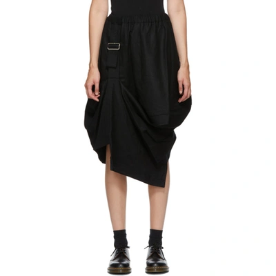 Comme Des Garçons Comme Des Garçons Black Wool Harness Pull Skirt In 1 Black