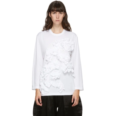 Comme Des Garçons Comme Des Garçons White Ruffle Long Sleeve T-shirt In 2 White