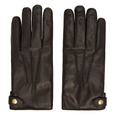 Dunhill Cashmere-lined Leather Gloves In Black 001