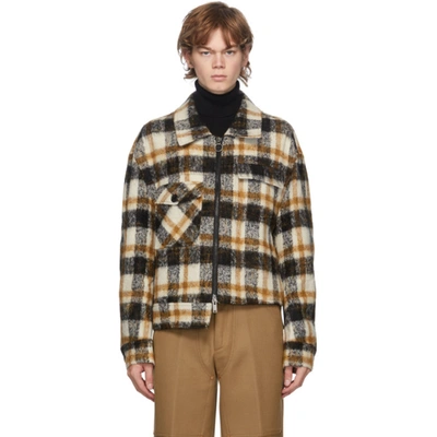 Andersson Bell Black And White Wool Trucker Jacket In White/brown