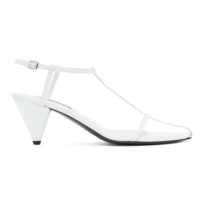 Jil Sander White Pointy Toe Heeled Sandals In 100 White