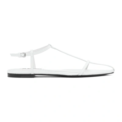Jil Sander White Pointy Toe Flat Sandals In 100 White
