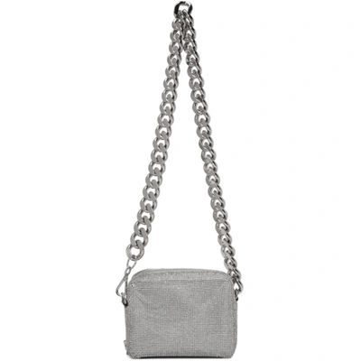 Kara Silver Crystal Mesh Camera Bag In White