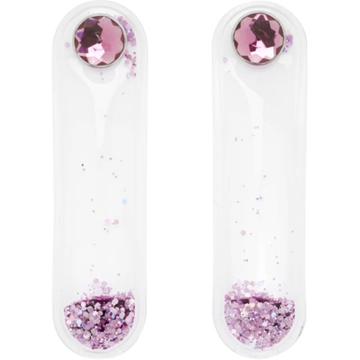 Christopher Kane Purple Glitter Earrings In Light Rose