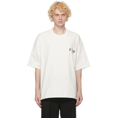 Jil Sander White Metal Decoration T-shirt In 102 Porcela