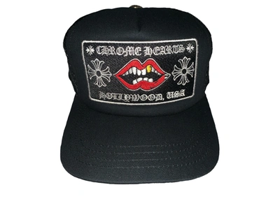 Pre-owned Chrome Hearts Chomper Hollywood Trucker Hat Black/black